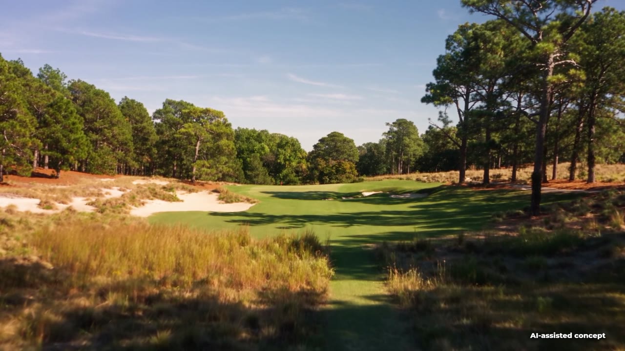 Course view from the Pine Needles / Mid Pines AI-assisted concept